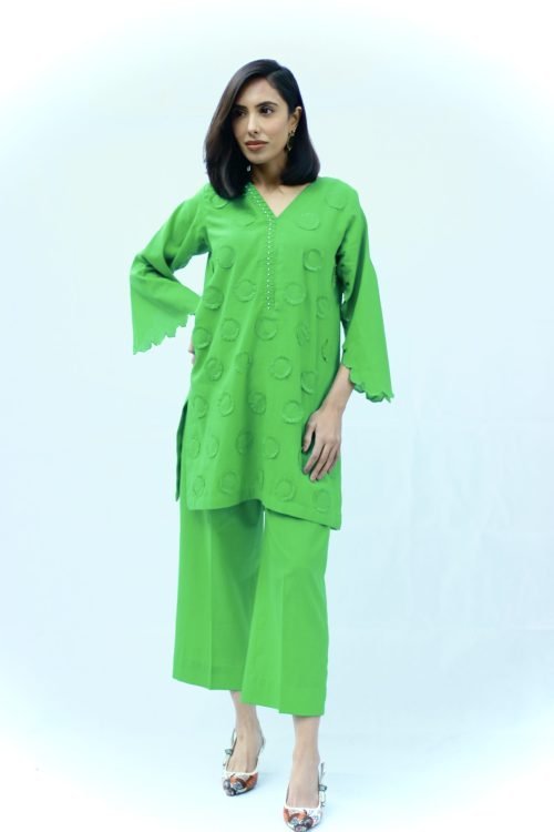 2 pc Shirt with Cullottes – Green